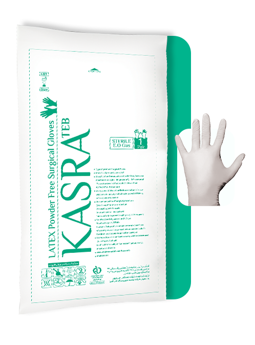 دستکش جراحی لاتکس طبیعی بدون پودر سایز 7.5 کسری طب