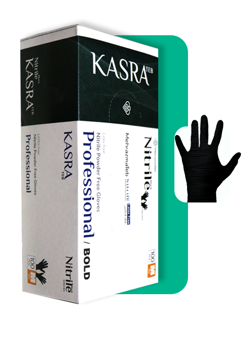 دستکش نیتریل مشکی کسری طب سایز  اسمال  (کوچک) S (Small)