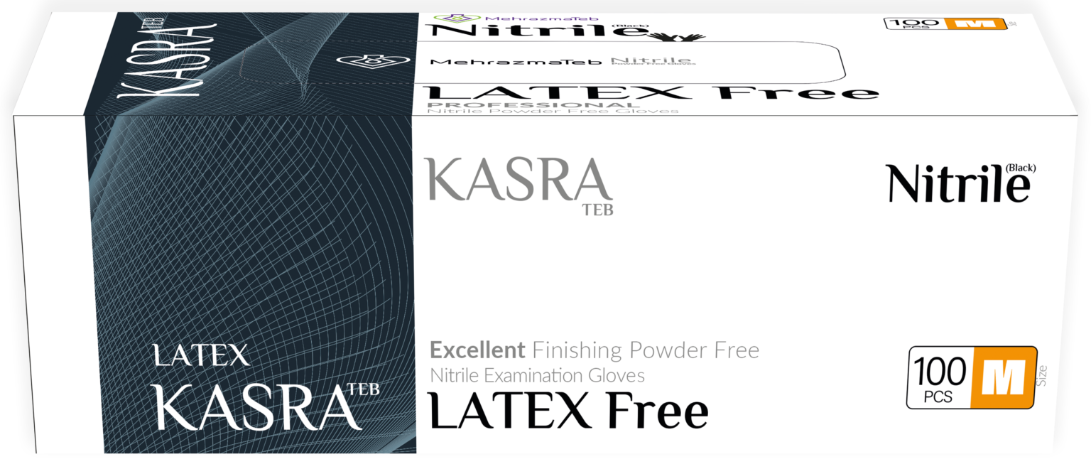 دستکش نیتریل مشکی کسری طب سایز لارج ( بزرگ ) L (Large)